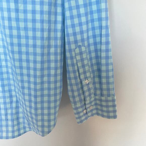 Old Navy The Signature Shirt Mens XL Blue Plaid Slim Fit Built In Flex Non Iron - Picture 2 of 5